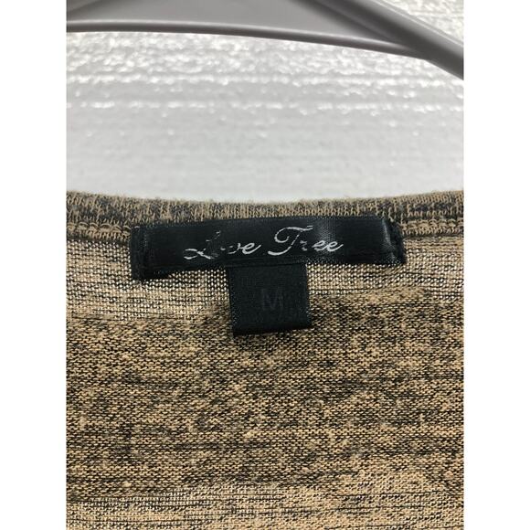 Love Free Brown Ruffled Button Down Cardigan Sweater Women's Size Medium - Picture 2 of 3